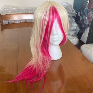 Platinum Blonde and Hot Pink Wig Cosplay Costume